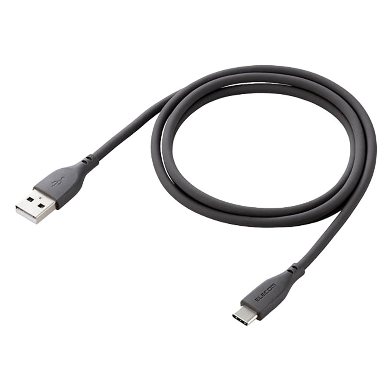 なめらか USB-A to USB Type-C ケーブル 1.0m グレー