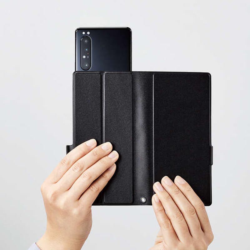 スマートフォン用マルチカバー 薄型 磁石付 Lサイズ ブラック P-05PLFUSBK