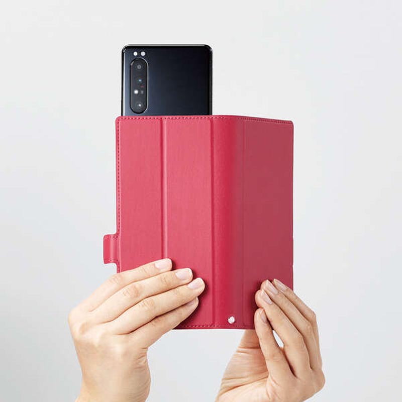 スマートフォン用マルチカバー 薄型 磁石付 Lサイズ ディープピンク P-05PLFUSJPND