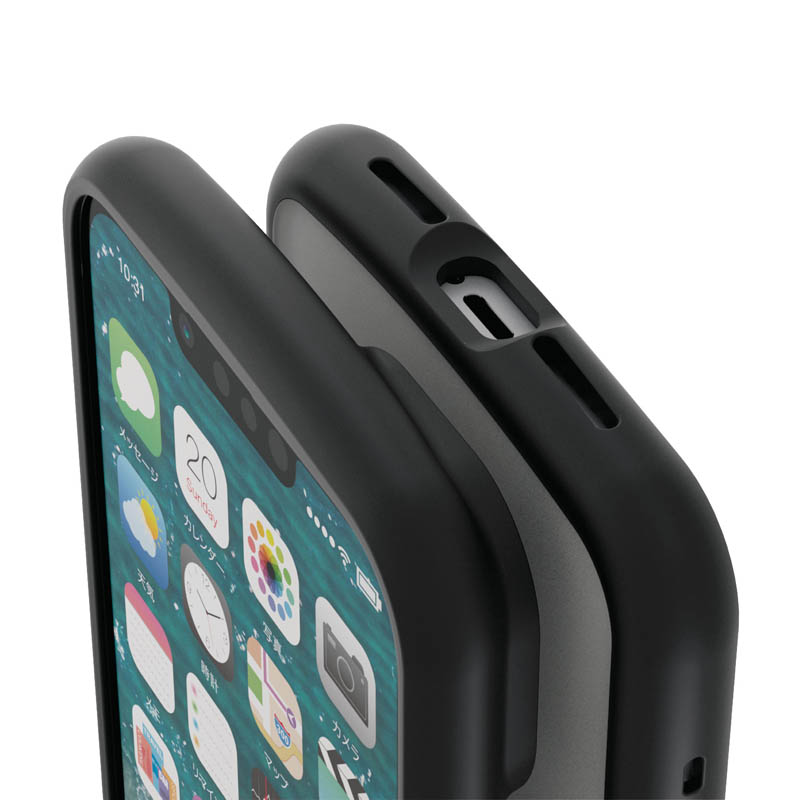【お取り寄せ商品】iPhone 14 iPhone 13 ハイブリッドケース TOUGH SLIM LITE フレームカラー 背面クリア シルキークリア×ブラック