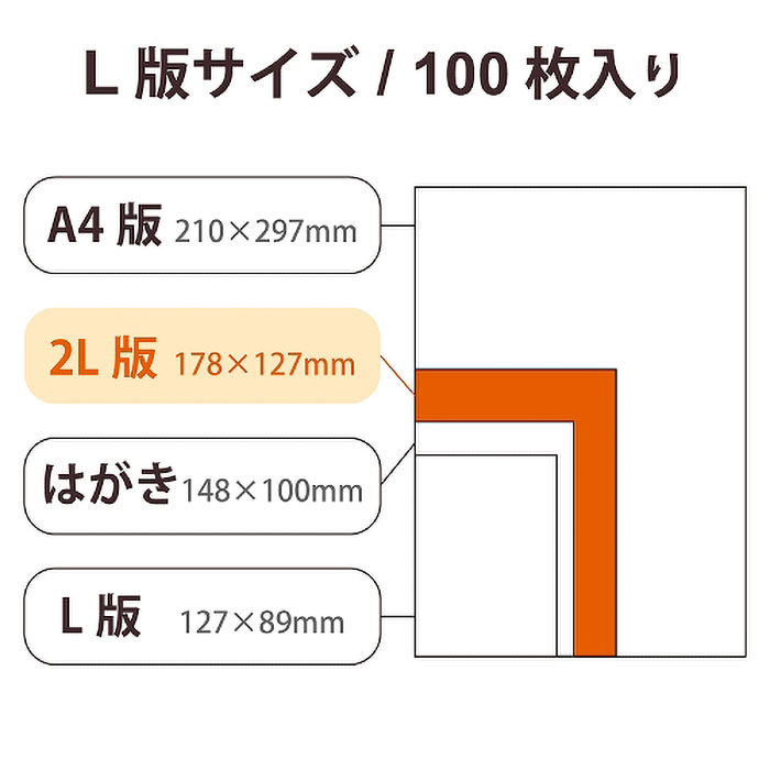 写真用光沢紙 バリュー L版 厚手 100枚入り