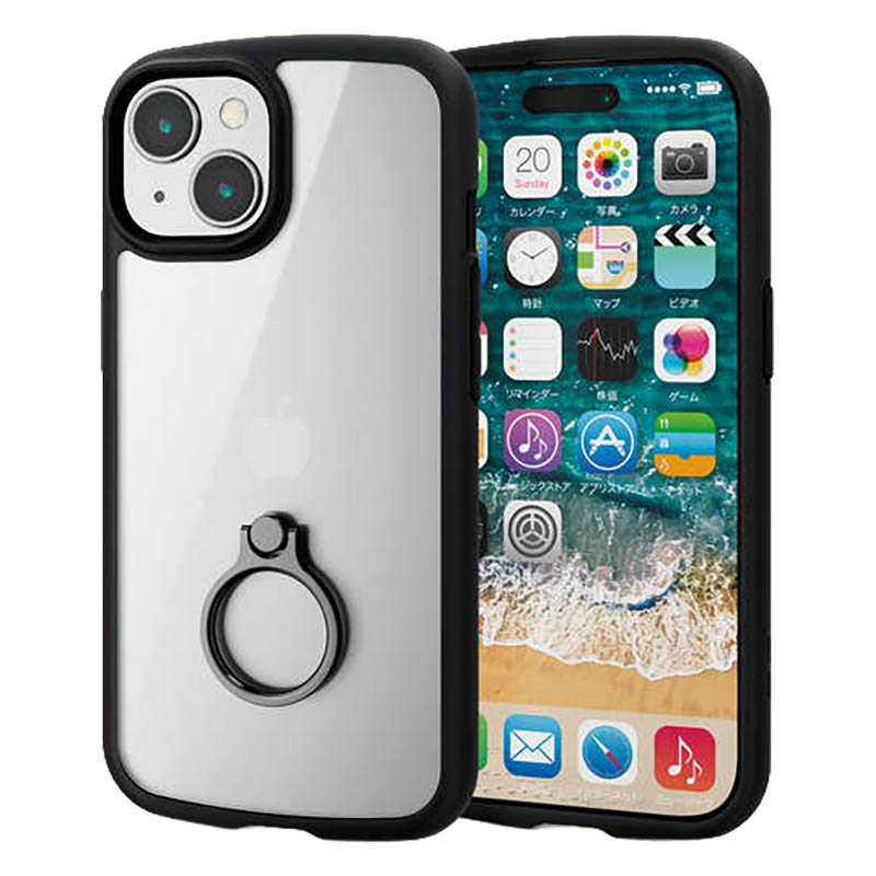 【お取り寄せ商品】iPhone 15 TOUGH SLIM LITE フレームカラー リング付 ブラック