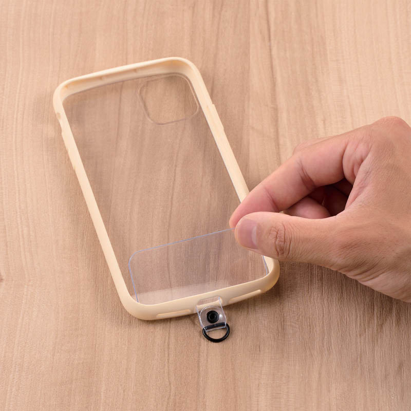 【お取り寄せ商品】スマホショルダーストラップ ストラップホールシート付属 (1口タイプ×1枚|2口タイプ×1枚) 丸紐タイプ 6mm ライトグレー