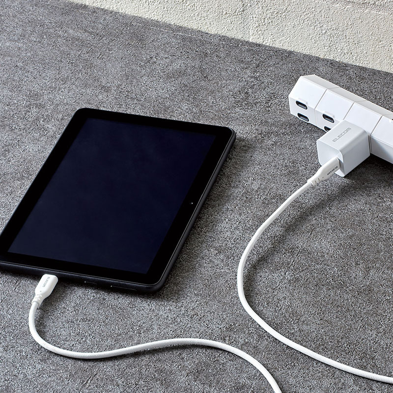 USB Type-C to USB Type-Cケーブル USB Power Delivery対応 シリコンメッシュタイプ 2.0m ホワイト