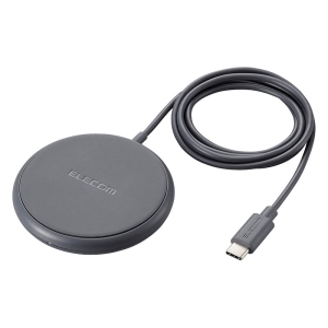 【お取り寄せ商品】ケーブル一体型 Qi規格対応ワイヤレス充電器(5W・卓上・1m) ダークグレー