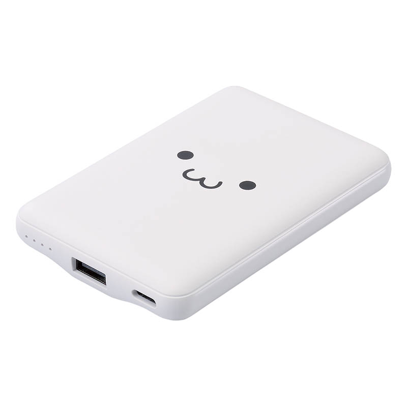 モバイルバッテリー リチウムイオン電池 薄型 5000mAh USB Type-C入出力1ポート×USB-A出力1ポート しろちゃん