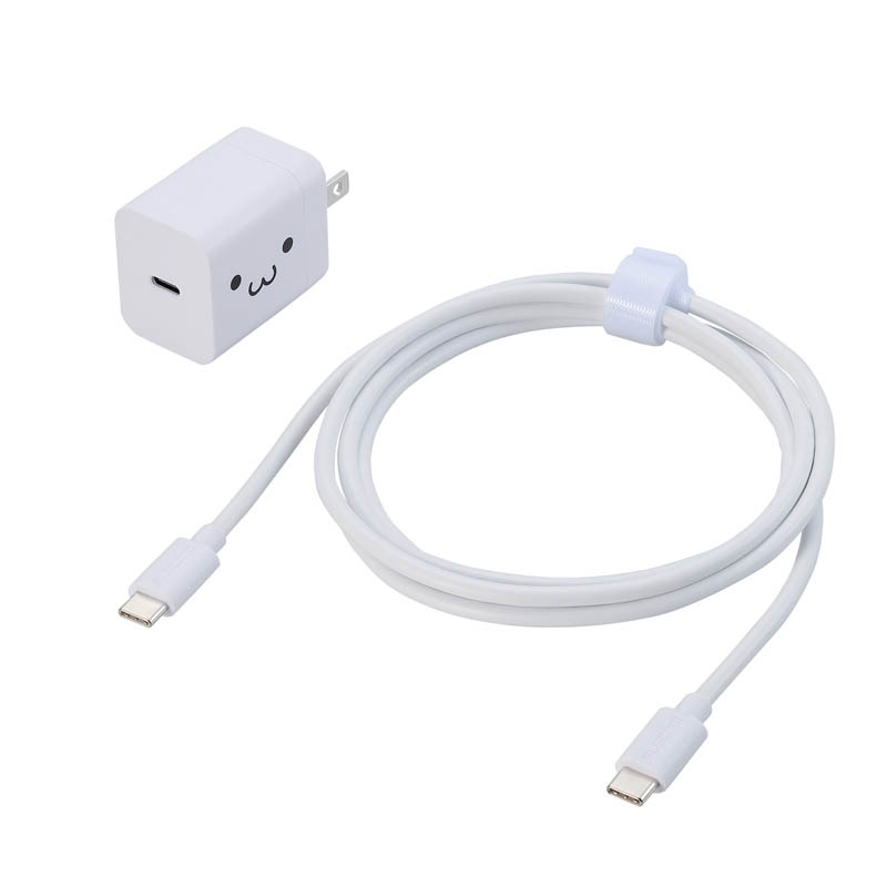 【お取り寄せ商品】AC充電器 スマホ・タブレット用 USB Power Delivery 20W USB-C1ポート C-Cケーブル付属 1.5m しろちゃん