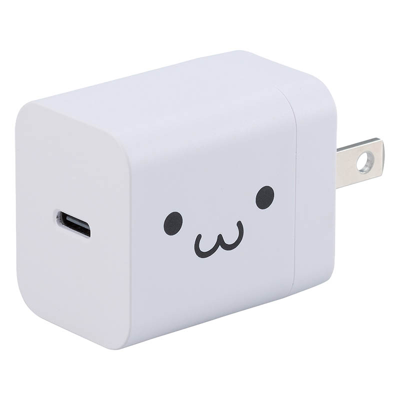 【お取り寄せ商品】AC充電器 スマホ・タブレット用 USB Power Delivery 20W USB-C1ポート C-Cケーブル付属 1.5m しろちゃん