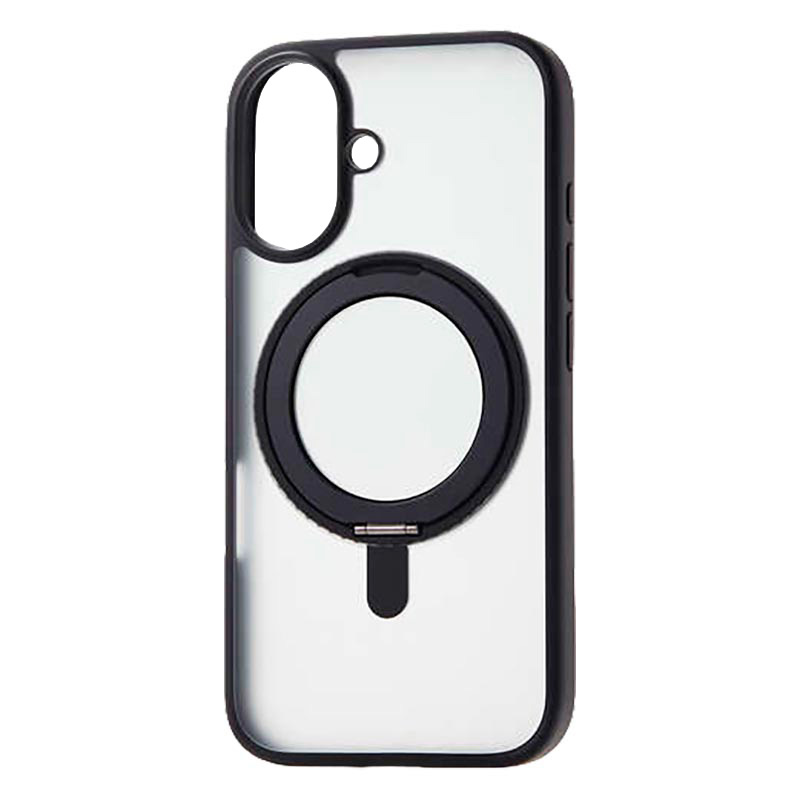 iPhone16 ハイブリッドケース MAGKEEP スタンド ブラック PM-A24AMAGSTBK