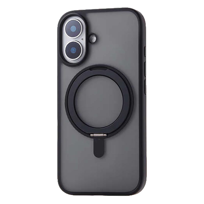 iPhone16 ハイブリッドケース MAGKEEP スタンド ブラック PM-A24AMAGSTBK