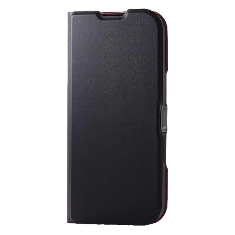 iPhone16 ソフトレザーケース 薄型 磁石付 ブラック PM-A24APLFUBK