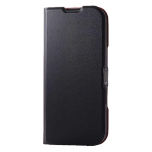 iPhone16 ソフトレザーケース 薄型 磁石付 ブラック PM-A24APLFUBK