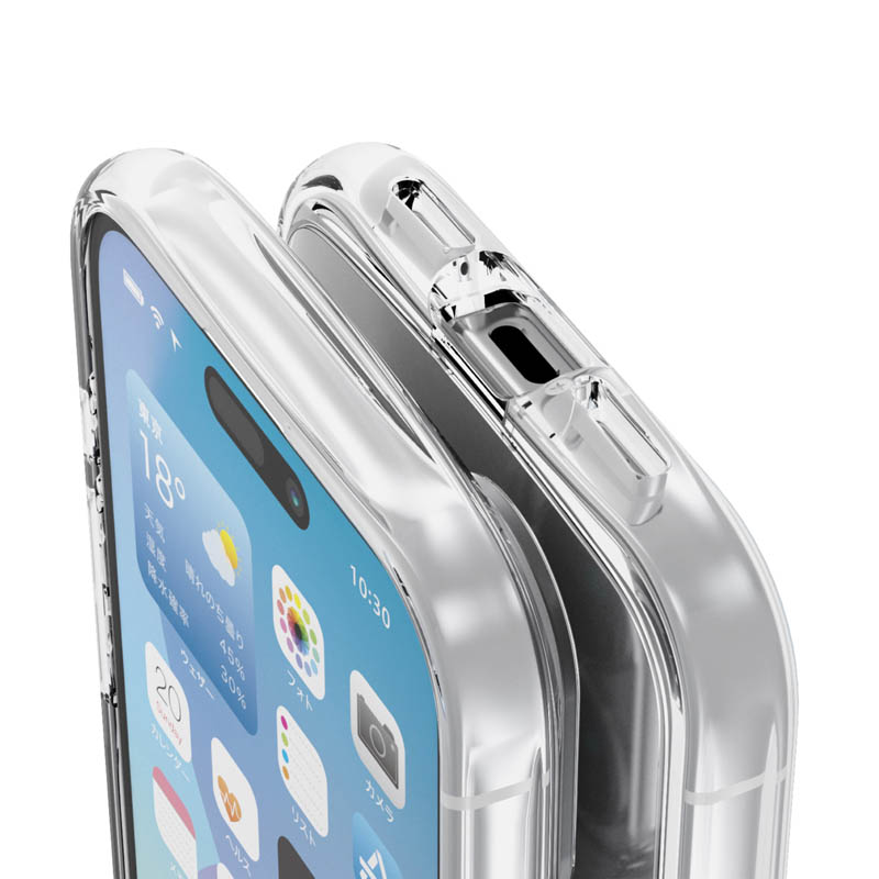 【お取り寄せ商品】iPhone 16 TOUGH SLIM LITE ハイブリッドケース オールクリア ストラップシート付属 クリア