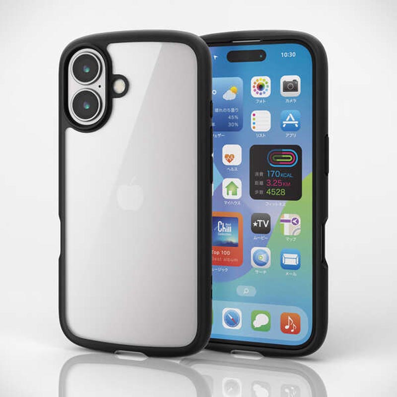 iPhone16 TOUGH SLIM LITE ハイブリッドケース フレームカラー ブラック PM-A24ATSLFCBK