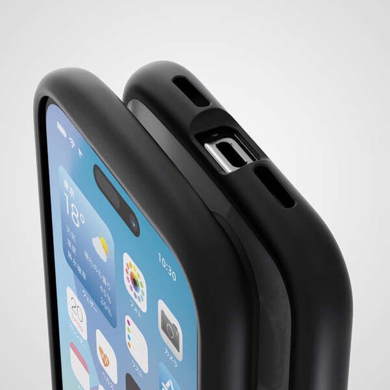 iPhone16 TOUGH SLIM LITE ハイブリッドケース フレームカラー ブラック PM-A24ATSLFCBK