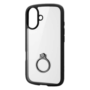 iPhone16 TOUGH SLIM LITE ハイブリッドケース フレームカラー リング付 ブラック PM-A24ATSLFCRBK