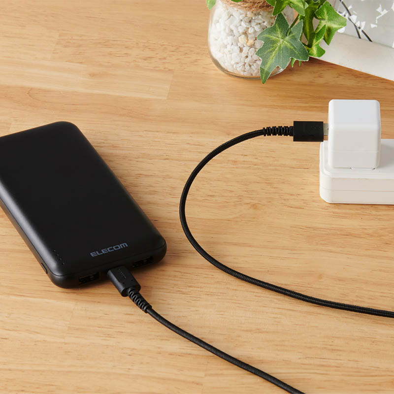 モバイルバッテリー リチウムイオン電池 10000mAh USB-C×1 USB-A×2 microB×1 ブラック
