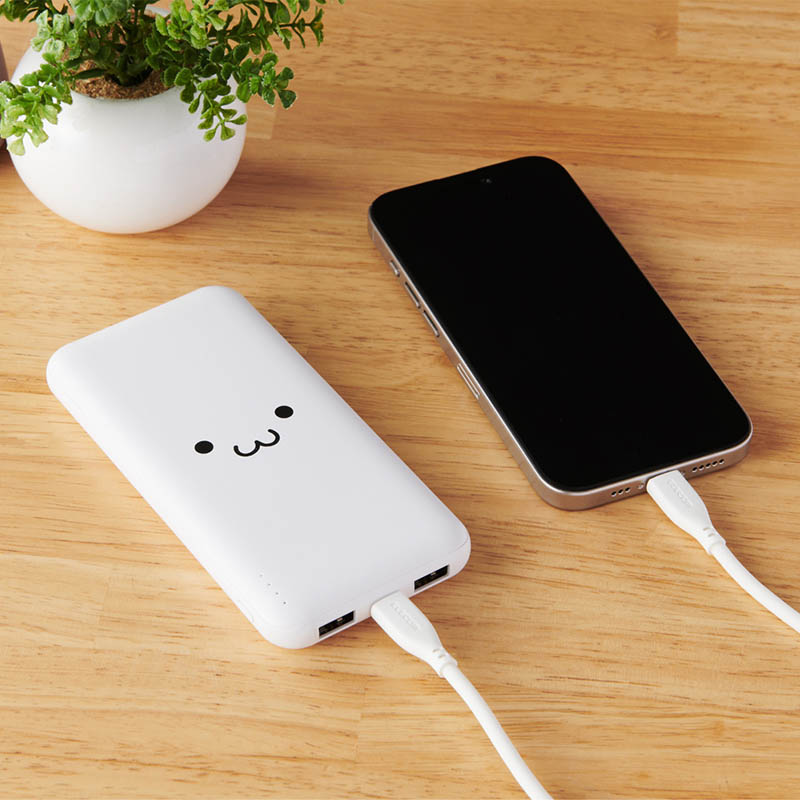 モバイルバッテリー リチウムイオン電池 10000mAh USB-C×1 USB-A×2 microB×1 しろちゃん