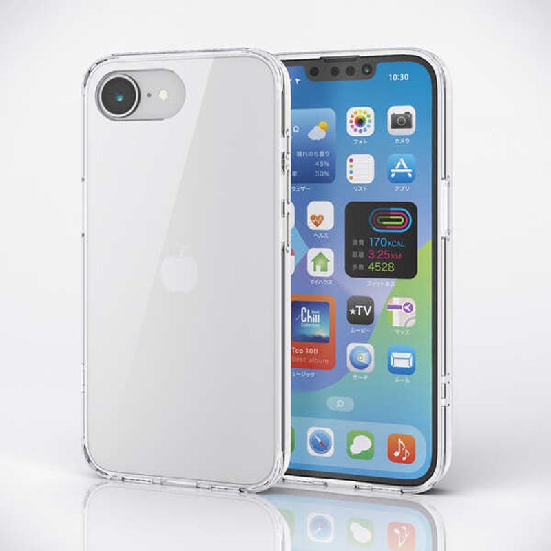 iPhone17e・16e ハイブリッドケース メタルステッカー付 クリア PM-A25SHVCKCR