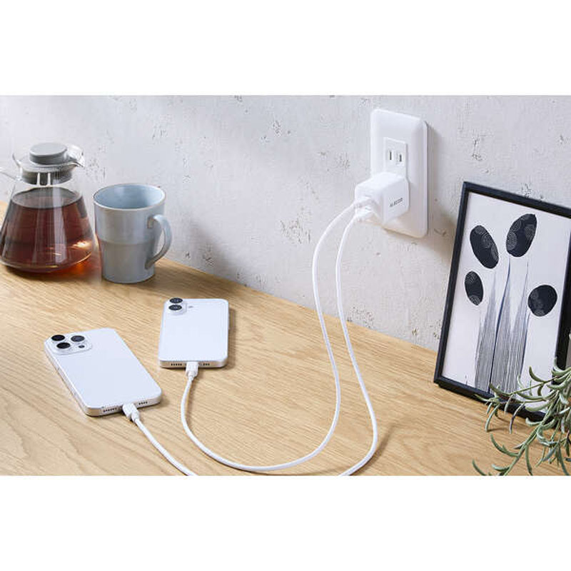 【お取り寄せ商品】USB Power Delivery 40W AC充電器(C×2) ホワイト