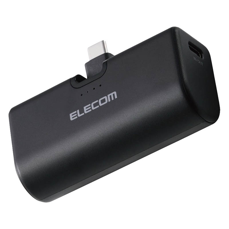 【お取り寄せ商品】モバイルバッテリー リチウムイオン電池 直挿し 180度スイングコネクタ 5000mAh USB-Cコネクタ ブラック