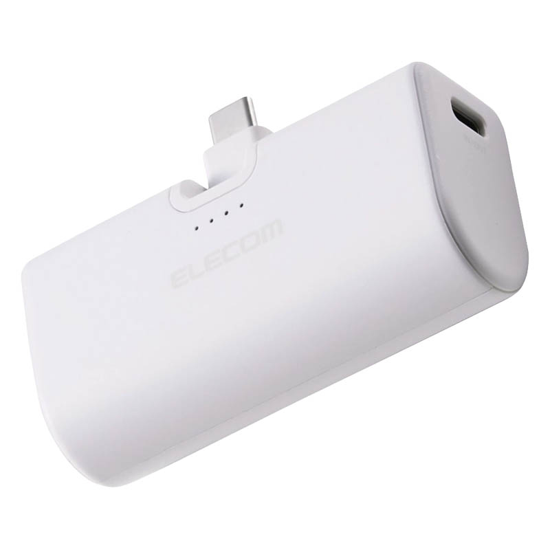 モバイルバッテリー リチウムイオン電池 直挿し 180度スイングコネクタ 5000mAh USB-Cコネクタ ホワイト