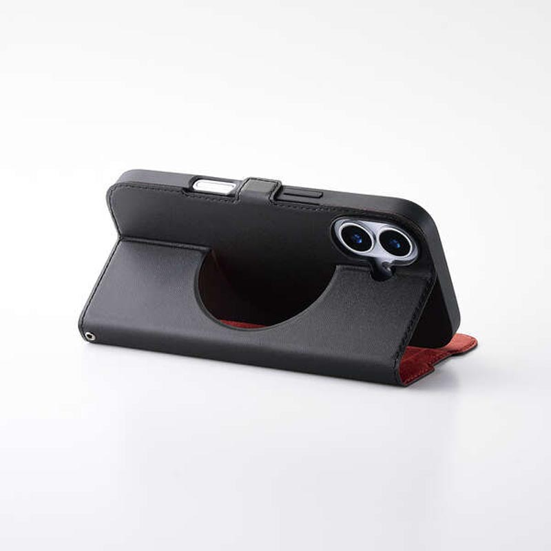 iPhone17 手帳型ケース 薄型 磁石付 MAGKEEP ブラック PM-A25APLFMGBK