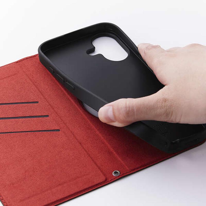 iPhone17 手帳型ケース 薄型 磁石付 MAGKEEP ブラック PM-A25APLFMGBK