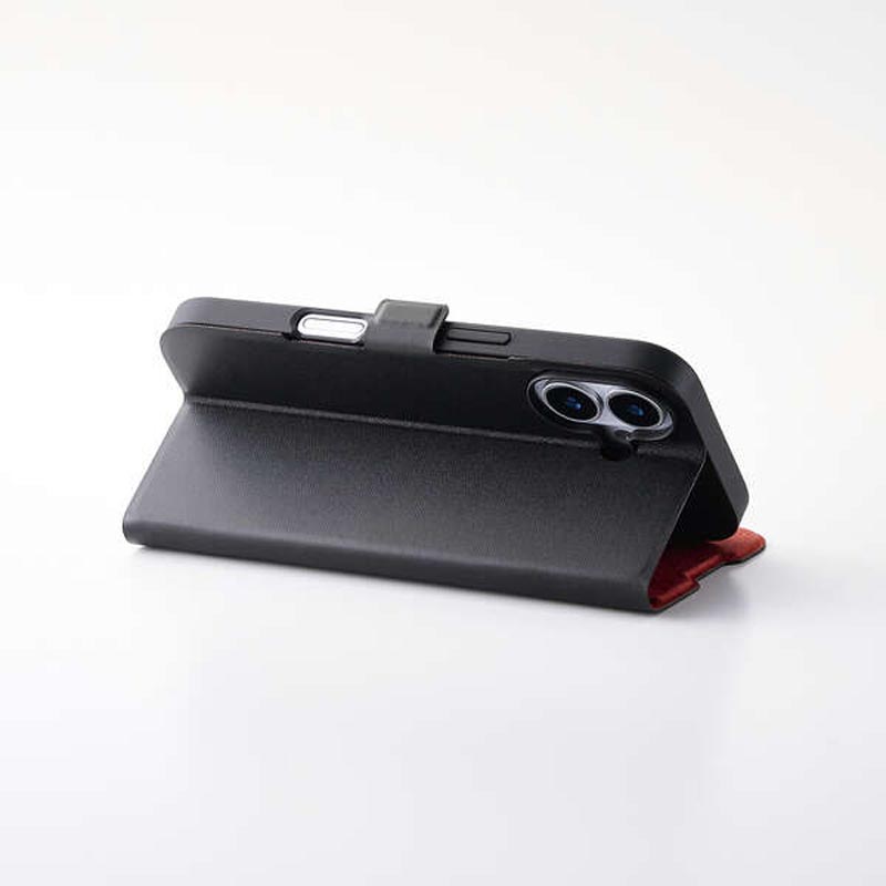 iPhone17 手帳型ケース 薄型 磁石付 ブラック PM-A25APLFUBK