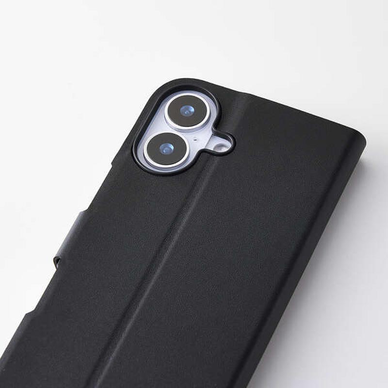 iPhone17 手帳型ケース 薄型 磁石付 ブラック PM-A25APLFUBK