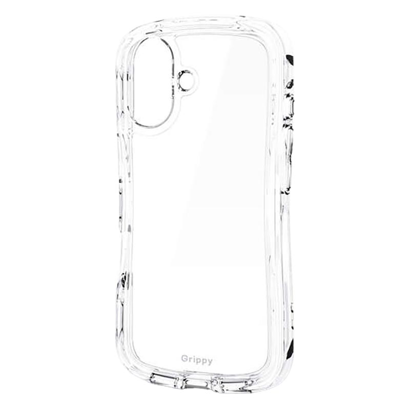 iPhone17 Grippy ハイブリッドケース オールクリア メタルステッカー付