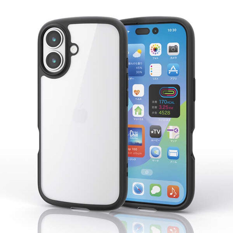 iPhone17 TOUGH SLIM LITE ケース フレームカラー メタルステッカー付 ブラック PM-A25ATSLFCBK