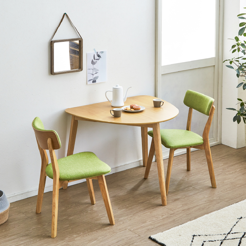 【関家具】■ダイニング4点セット 幅90cm三角テーブル(オーク)×1、チェア×2、ベンチ×1