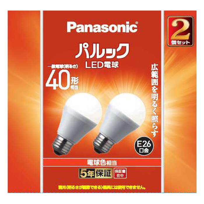 LED電球一般電球40W形相当電球色タイプ2個パック LDA4LGK42T