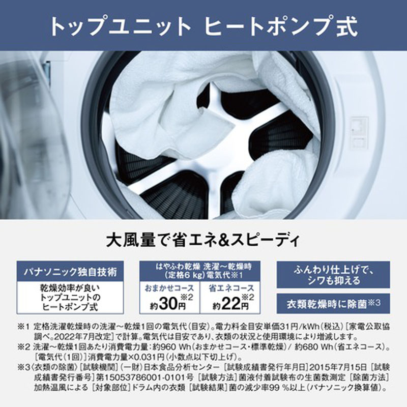 □ドラム式洗濯乾燥機（NA-LX125CR-W） マットホワイト