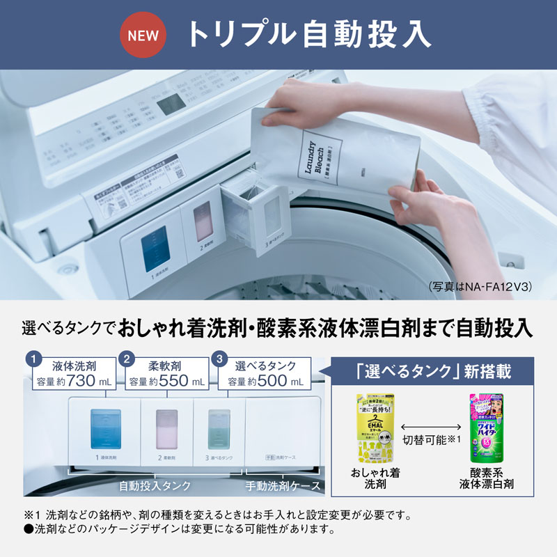12kg 縦型全自動洗濯機(NA-FA12V3-W) ホワイト