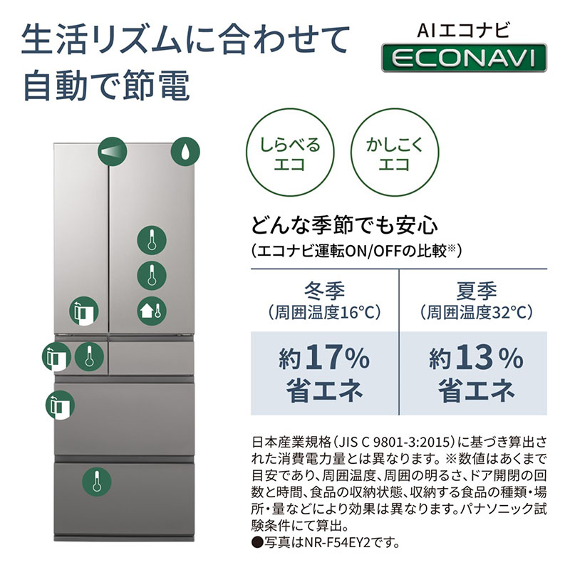 【お取り寄せ商品】490L 6ドア 冷蔵庫 フレンチドア(両開き) マットライトベージュ NR-F49EY2-C