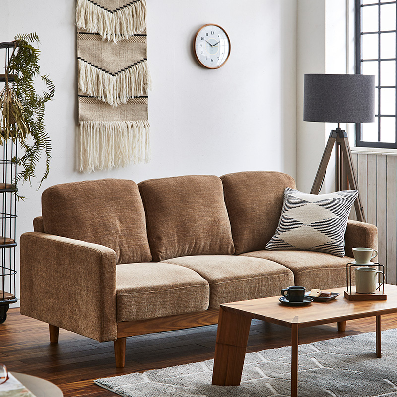 ■【関家具】3人掛けソファ シュリンプ ファブリック 幅180×奥行85×高さ80cm