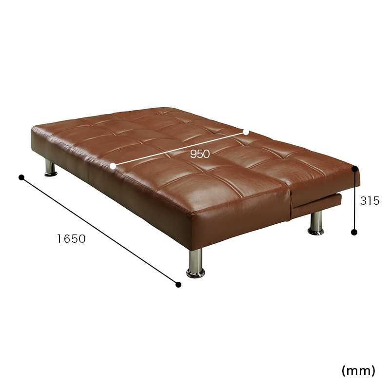 ■【関家具】ソファベッド ネロ 合成皮革 幅165×奥行80×高さ70cm