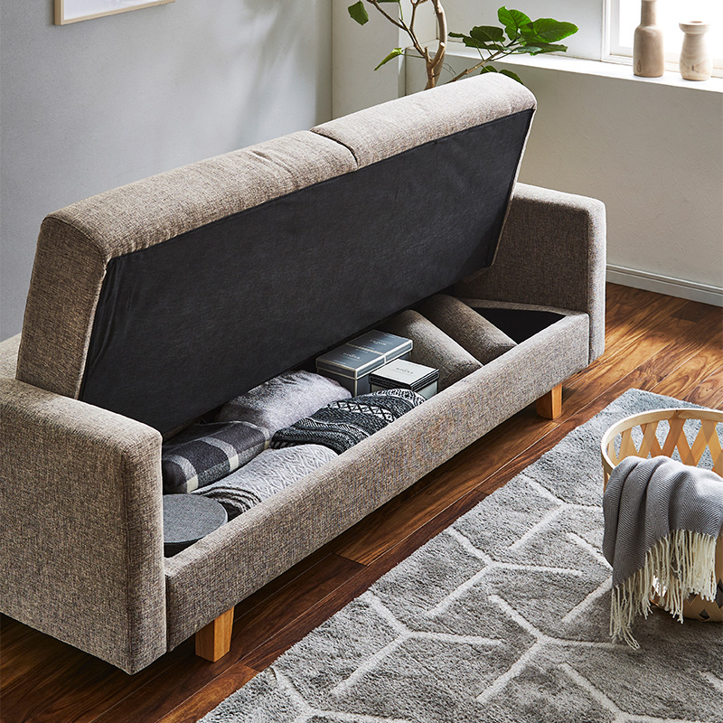 ■【関家具】ソファベッド バサラ ファブリック 幅196×奥行81×高さ72cm