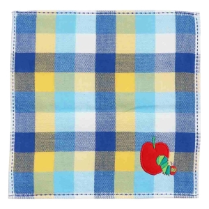 【お取り寄せ商品】はらぺこあおむし プチタオル ガーゼ チェック 25×25cm ブルー