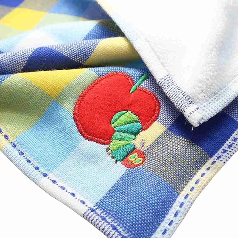 【お取り寄せ商品】はらぺこあおむし プチタオル ガーゼ チェック 25×25cm ブルー