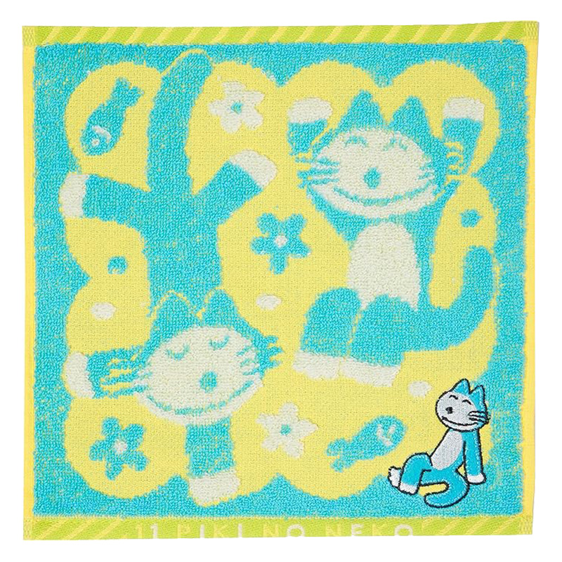 【お取り寄せ商品】11ぴきのねこ プチタオル ニャゴ体操 25×25cm イエロー