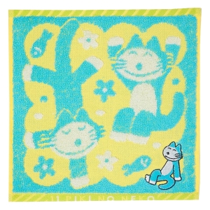 【お取り寄せ商品】11ぴきのねこ プチタオル ニャゴ体操 25×25cm イエロー