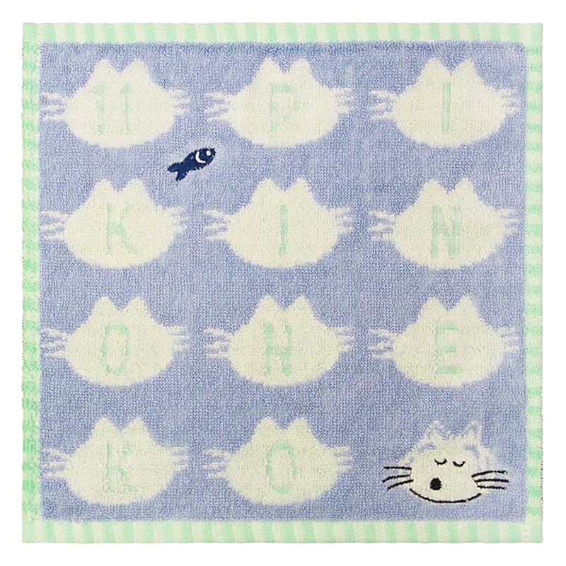 【お取り寄せ商品】11ぴきのねこ プチタオル アルファベット 25×25cm ブルー