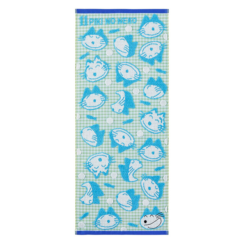 【お取り寄せ商品】11ぴきのねこ フェイスタオル ニャゴチェック 34×80cm ブルー