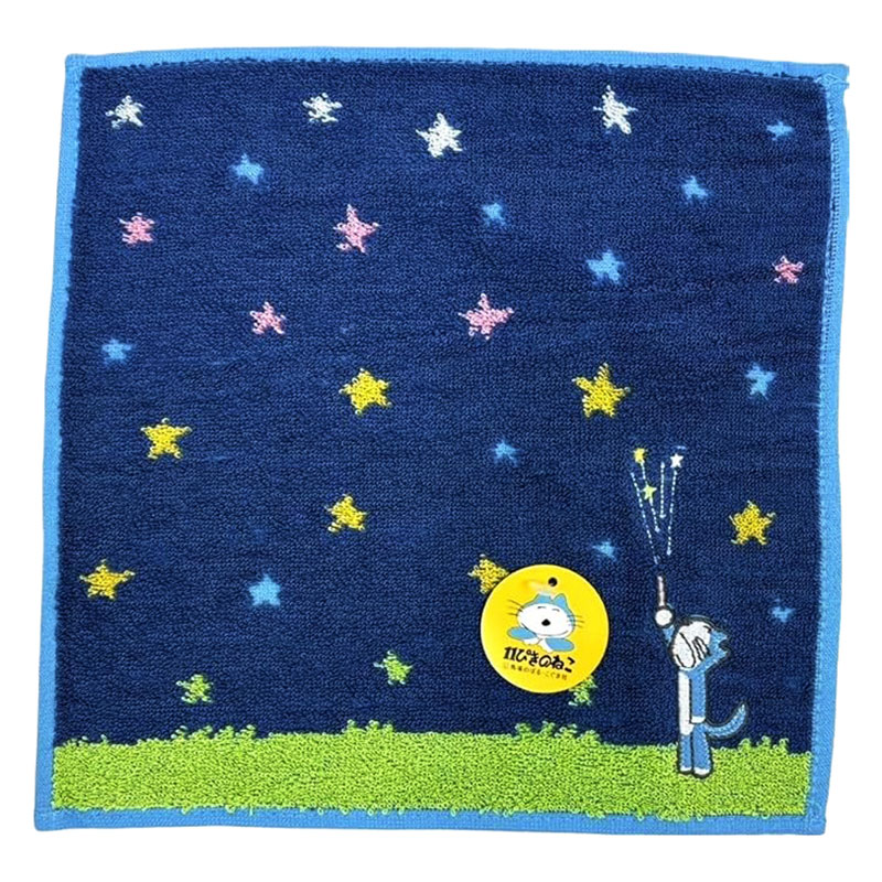 【お取り寄せ商品】11ぴきのねこ プチタオル 花火キラキラ 25×25cm ネイビー
