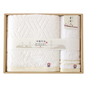 【お取り寄せ商品】今治タオルギフト 貴布尽5 バスタオル×1 ウォッシュタオル×1 ホワイト