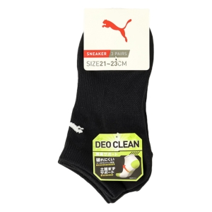ジュニア プーマ DEO CLEAN スニーカー丈 3足組 ブラック 21-23cm