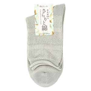 レディース ゆるフィール さらりと綿 クルー丈ソックス ライトグレー 22-24cm